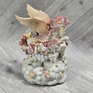 Grand Pegasus Carousel Unicorn Foal "The Sound of  Music" Box Purple Pink Gems